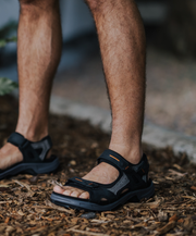 Adjustable black sandals for me cushioning