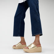 FitFlop Platform Espadrille Leather Wedge Slides Platino