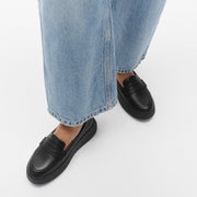 Fitflop F-Mode Leather Flatform Penny Loafers Black