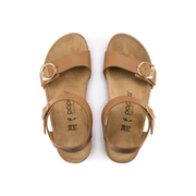 Papillio Soley Ring-Buckle Smooth Leather Ginger Brown Wedges