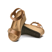 Papillio Soley Ring-Buckle Smooth Leather Ginger Brown Wedges