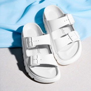 Papillio Arizona Exquisite Leather Chunky White Sandals