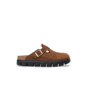 Papillio Boston Chunky Suede Leather Dark Tea Clogs