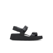 Papillio Theda Exquisite Smooth Leather Black Platform Wedge Sandals