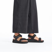 Papillio Theda Exquisite Smooth Leather Black Platform Wedge Sandals