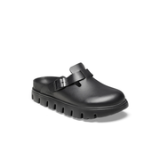 Papillio Boston Exquisite Chunky Leather Black Clogs