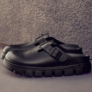 Papillio  Boston Exquisite Chunky Leather Black Clogs