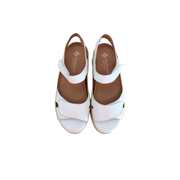 Piesanto 260403 Leather Rafia Adjustable Back Strap Sandal Natural Ice