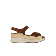 Piesanto 260403 Leather Rafia Adjustable Back Strap Sandal Natural Walnut