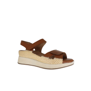 Piesanto 260403 Leather Rafia Adjustable Back Strap Sandal Natural Walnut