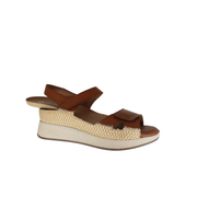 Piesanto 260403 Leather Rafia Adjustable Back Strap Sandal Natural Walnut