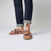 Fitflop Surfers Men's Webbing Leather Cross Slides Desert Tan