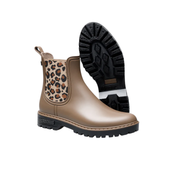 brown leopard print gumboots