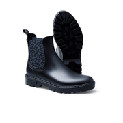 tonal leopard print gumboots black