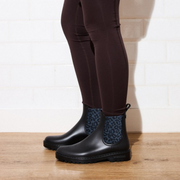 black leopard print gumboots