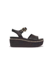Fitflop Eloise Espadrille Leather Back Strap Wedge Sandals Black