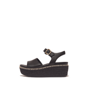 Fitflop Eloise Espadrille Leather Back Strap Wedge Sandals Black