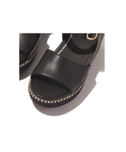 Fitflop Eloise Espadrille Leather Back Strap Wedge Sandals Black