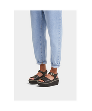 Fitflop Eloise Espadrille Leather Back Strap Wedge Sandals Black