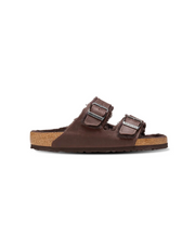 Birkenstock Arizona Oiled Leather Shearling Habana Sandals