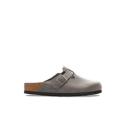 birk boston grey leather clog for men and women