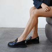 comfortable black womens loafer