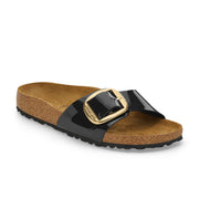 Birkenstock Madrid Big Buckle Birko-Flor Black Patent/Gold Buckle Sandals