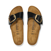 Birkenstock Madrid Big Buckle Birko-Flor Black Patent/Gold Buckle Sandals