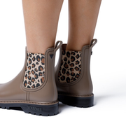 womens leopard print gumboots brown