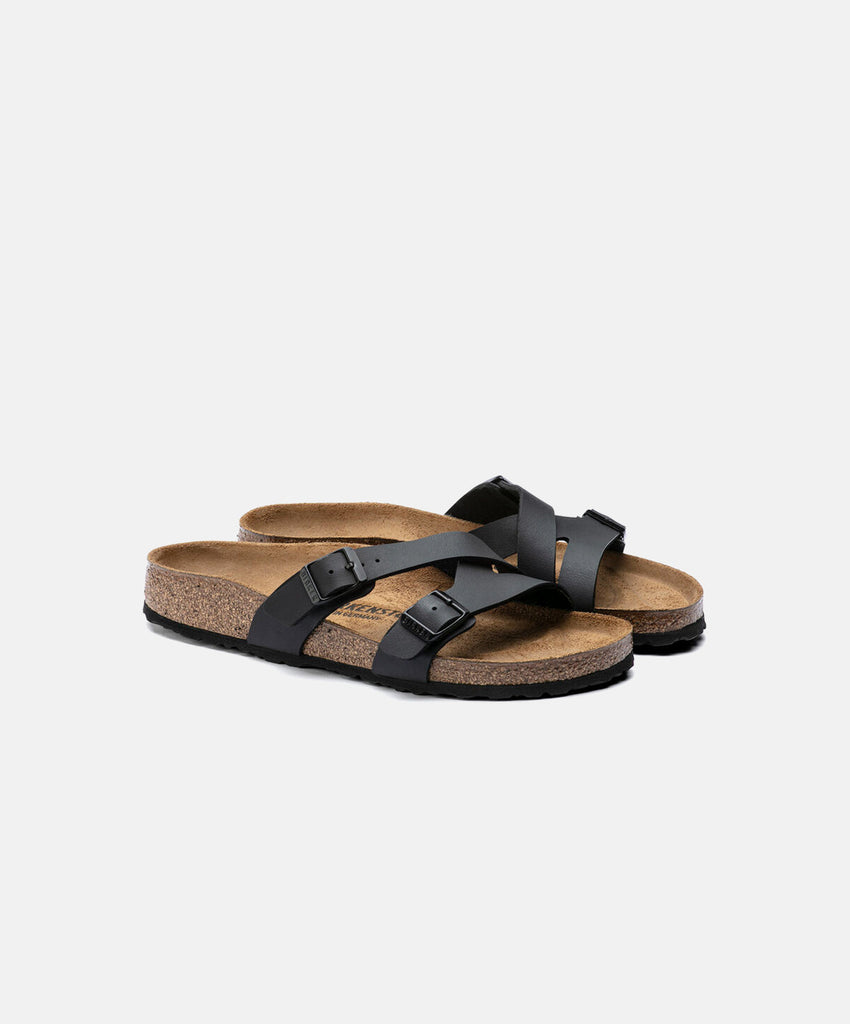 Birkenstock Yao Birko-Flor Black Sandals | Free Express Shipping $120 ...