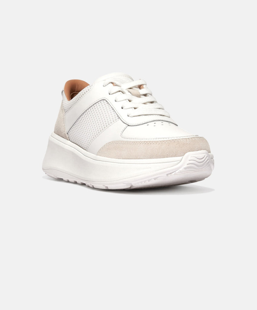 FitFlop F-mode Leather/Suede Flatform Urban White Sneakers – Bstore