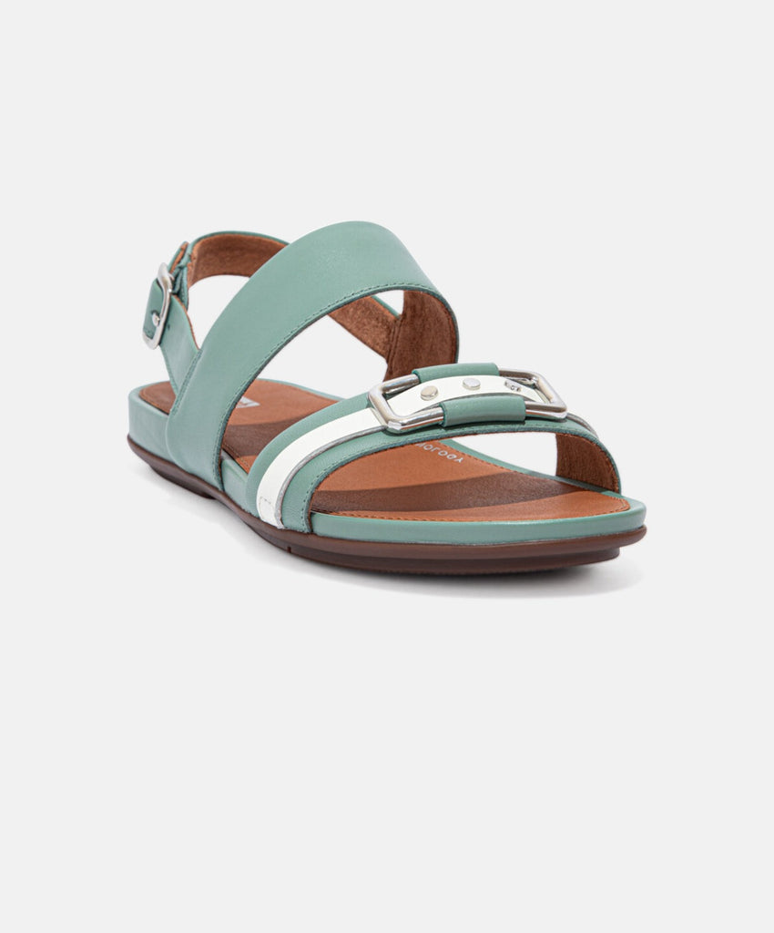 FitFlop Gracie Stud-Buckle Leather Bay Green Back-Strap Sandals | Free ...
