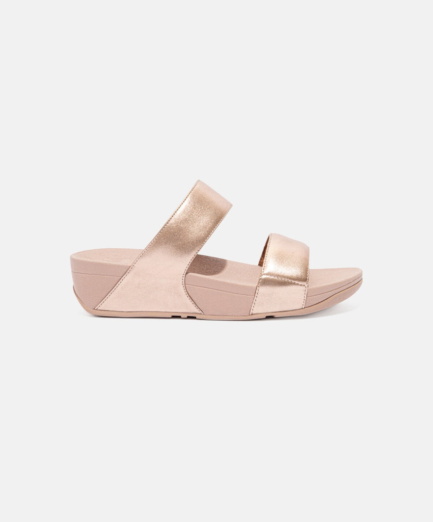 FitFlop Lulu Leather Rose Gold Slides | Free Shipping – Bstore