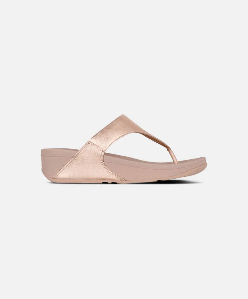 FitFlop Lulu Leather Rose Gold Toe-Post Sandals | Free Shipping – Bstore