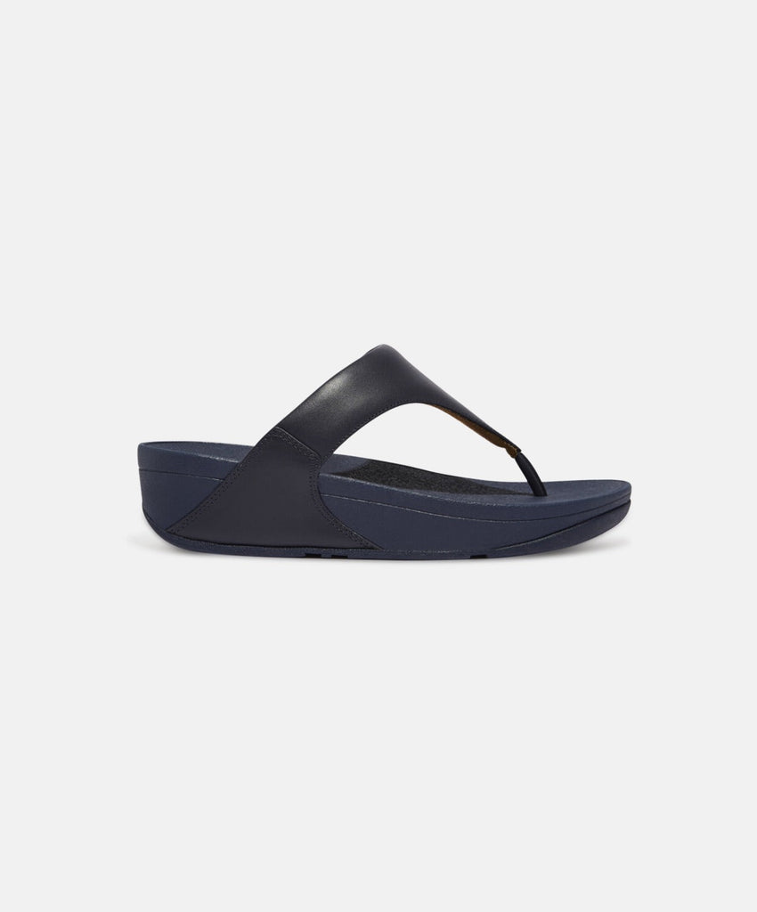 FitFlop Lulu Leather Deepest Blue Toe-Post Sandals | Free Express ...