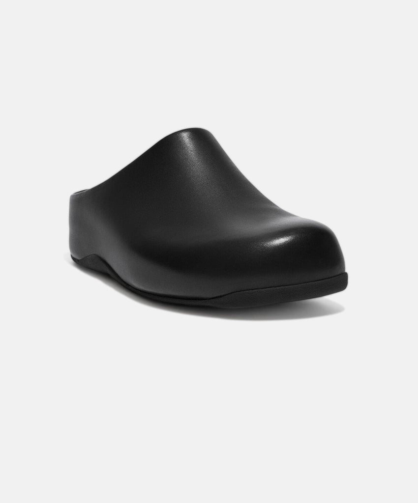 FitFlop Shuv Leather Black Clogs | Free Shipping – Bstore