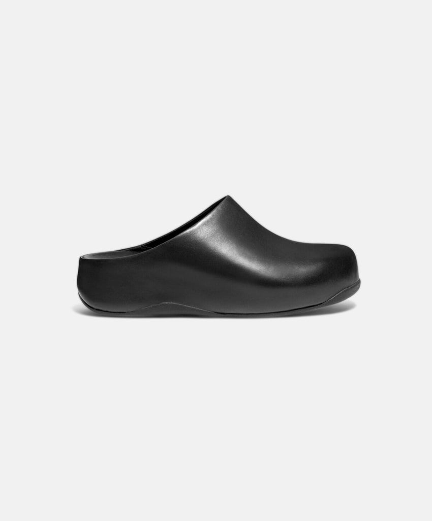 FitFlop Shuv Leather Black Clogs | Free Shipping – Bstore