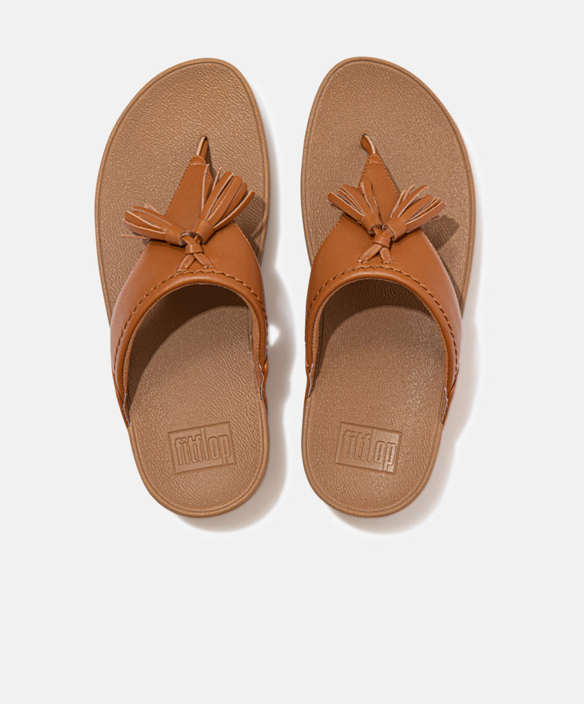 FitFlop Lulu Tassel Leather Toe-Post Light Tan Sandals | Free Express ...
